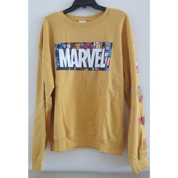 Marvel Superhero Comics Avengers Women's Sz XL (15/17) Yellow Sweatshirt - Picture 1 of 6